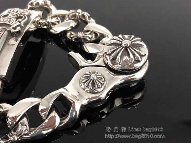 chrome hearts銀飾 克羅心寶劍間花勾扣手鏈 克羅心手工銀飾 克羅心首飾手鏈  gjc1696